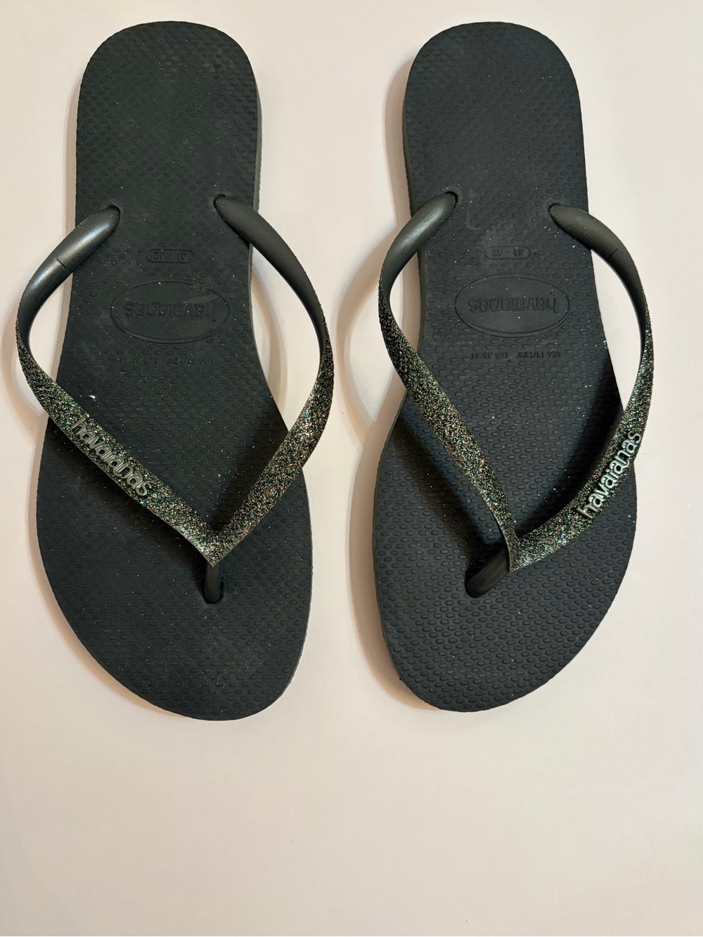 Havaianas Forest Green Glitter Flip Flop Samdals Women’s Size 11/12 or 41/42 NEW